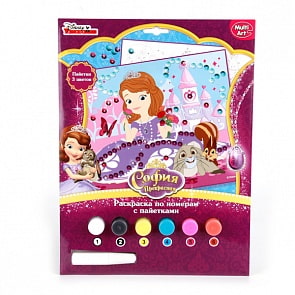 Набор для творчества София Прекрасная Disney - Раскраска по номерам с пайетками (Multiart, 6032PB-SQN-SFsim)
