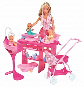 Кукла Штеффи – с 3 малышами и аксессуарами. 29 см (Simba, 5733212)