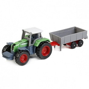 Трактор с прицепом, 17 см, металлический (Технопарк, 1801C-1BCD-R) (ассортимент)
