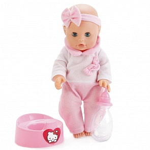 Интерактивная кукла с горшком и аксессуарами – Пупс Hello Kitty, пьет, писает и закрывает глазки, 31 см (Карапуз, BAE10899-HELLO KITTY)