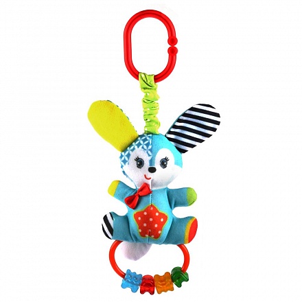 Текстильная игрушка-подвеска с погремушками - Пушистый зайчонок 