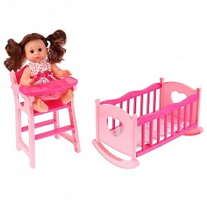 Кроватка-качалка и стульчик  для кормления с куклой (B1819569)
