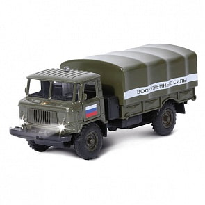 Машина металлическая инерционная - ГАЗ 66 - Вооруженные силы, со светом и звуком (Технопарк, CT-1299-20sim)