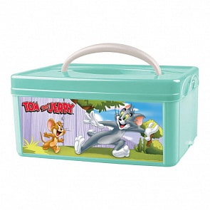 Коробка универсальная с ручкой и аппликацией - Том и Джерри, зеленый (Бытпласт, 433213509) (ассортимент)