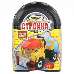Конструктор Стройка: бетономешалка 3в1, 29 деталей в банке (Город мастеров, 7557-JM)