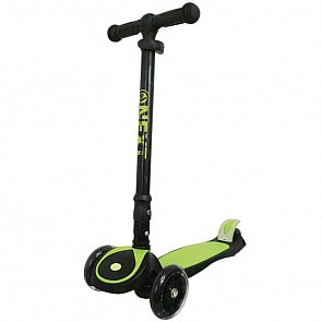 Самокат 3-колесный складной, управление наклоном, колеса PU 120 и 80 мм, свет, зеленый (Next, S925L-GREEN)