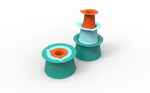 Формочки для 3-уровневых пирамид из песка и снега Quut Alto, цвет: зелёная лагуна + винтажный синий + очень оранжевый (Quut, 170393)