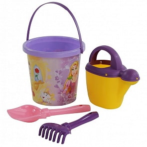 Набор Disney Принцесса №9: ведро с наклейкой, лопатка №5, грабельки №5, лейка №10 (Полесье, 65391)