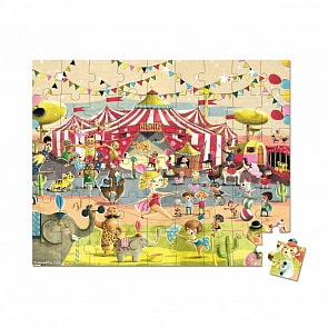 Большой пазл в круглом чемоданчике – Цирк, 54 элемента (Janod, bj02874)