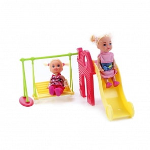 Набор из 2-х кукол, с горкой и качелями (Defa Lucy, 8329-DEFA) (ассортимент)