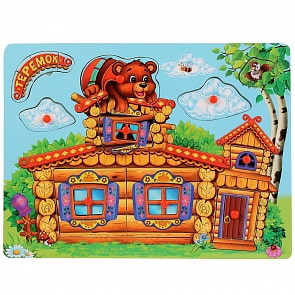 Деревянные рамка-вкладыш – Теремок (Буратино, W0104) (ассортимент)