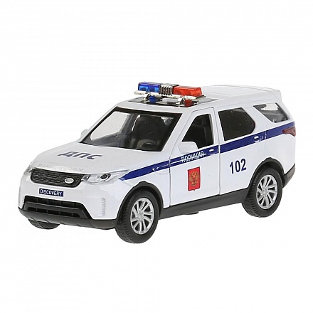 Машина металлическая Land Rover Discovery Полиция 12 см, открываются двери, инерция, белая 