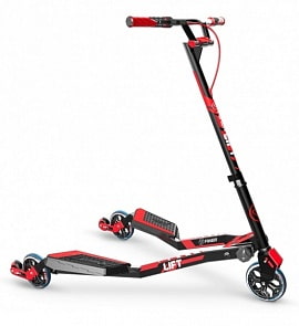 Инерционный трехколесный самокат YVolution Fliker Lift, красный (YVolution, 100570)