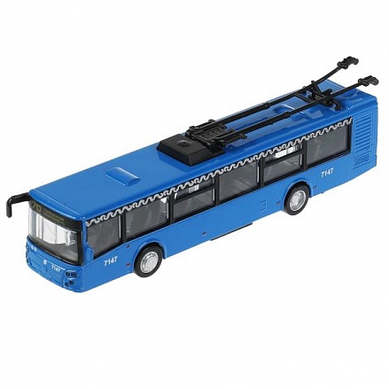 Модель Троллейбус Метрополитен 18 см двери открываются синяя инерционная металлическая 