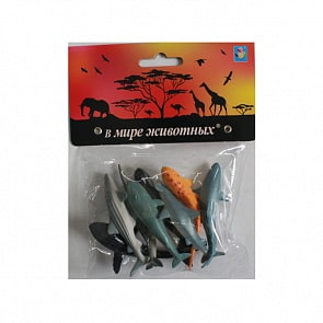 Набор фигурок - В мире животных - Акулы и киты, 8 штук (1Toy, Т10496)
