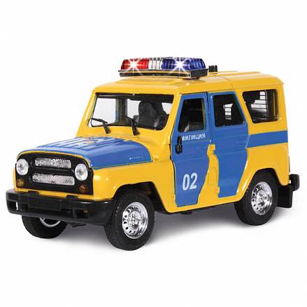 Машина металлическая инерционная – УАЗ - Милиция с сиреной и мигалками 