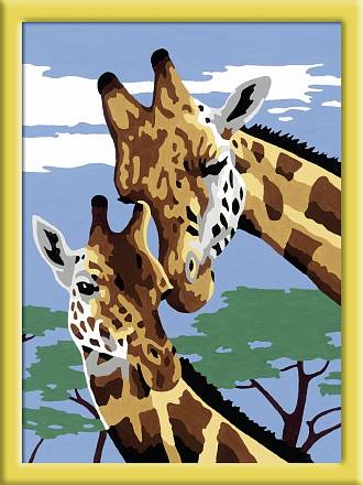 Раскрашивание по номерам - Веселые жирафы, размер 12 х 9 см. 