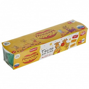 Тесто для лепки - Оранжевая корова, 4 цвета по 60 г, неон (MultiArt, 100PDNEON-ORCOW)