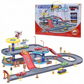 Парковка АвтоСити 2-х уровневая, 53 детали (Abtoys, PT-01344)