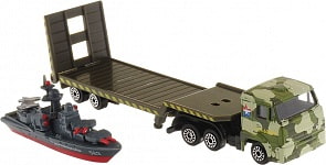 Металлический набор - Вооружённые силы. Камаз-перевозчик с кораблем на прицепе (Технопарк, SB-16-61WB)