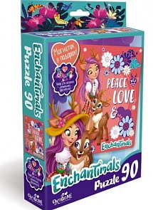 Пазл Энчантималс Peace and Love, 90 деталей, магнитик в подарок (Origami, 03548)