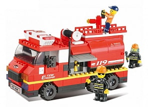 Конструктор - Пожарная машина с фигурками и аксессуарами, 281 деталь (Sluban, M38-B0220)