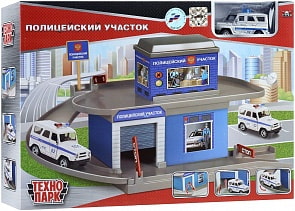 Гараж- паркинг – Полицейский участок с металлической машинкой 7,5 см. (Технопарк, 2201A-Rsim)