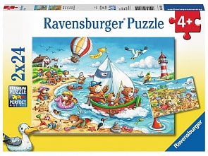 Пазл - Отдых на море, 2 пазла по 24 детали (Ravensburger, 07829)