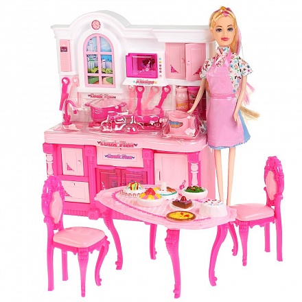 Кухонный гарнитур для кукол, с куклой и аксессуарами 