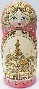 Матрешка 5 в 1 большая Жженая, Эскиз 02, с достопримечательностями Москвы (Матрешка, М05160702)