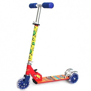 Самокат 3-колесный складной из серии Вспыш с алюминиевым корпусом, пластиковыми светящимися колесами 120 мм. (ST-ALU-RW-AVSPsim)