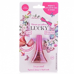Лак Lucky серия Конфетти, цвет 25К, розовый с блестками, блистер (1toy, Т14136) - миниатюра