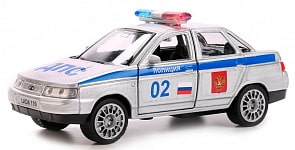 Машина металлическая инерционная – Лада 110 Полиция, 12 см, открываются двери (Технопарк, SB-16-44-P-WB)