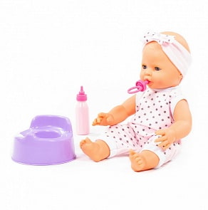 Пупс Забавный 35 см с соской, бутылочкой и горшком, в пакете (Полесье, 71361)