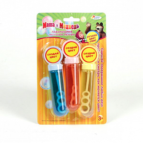 Набор из 3 пробирок для мыльных пузырей «Маша и медведь» (Играем вместе, 60056-3Bsim)