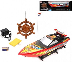 Катер на радиоуправлении, 4 канала, аккумулятор, USB зарядка (Наша игрушка, MX-0006-7)
