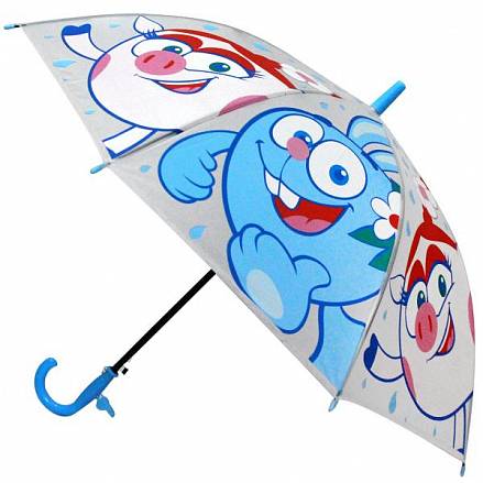 Зонт детский прозрачный из серии Смешарики, диаметр 50 см., со свистком 