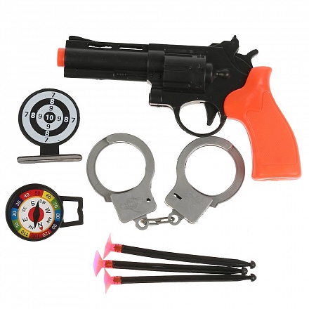 Набор - Полиция: пистолет, присоски, наручники, аксессуары 