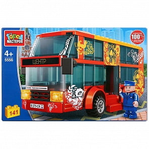Конструктор Город мастеров – Двухэтажный автобус, с фигуркой, 141 деталь (Город мастеров, 5556-KK)