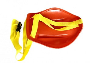 Cанки-ледянки Тяни-толкай с ручкой-ремнем, привязываются к ребенку, L-33, красные (RT, 7592)