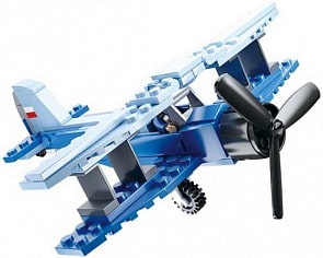 Конструктор - Военный самолет с фигуркой, 120 деталей (Sluban, M38-B0666B)