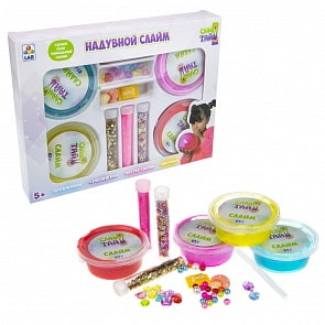 Набор из серии Слайм тайм – 4 вида надувного слайма с украшениями (1toy, Т17644)