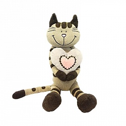 Мягкая игрушка – Кот Полосатик с сердцем, 33 см (Maxitoys, MT-MRT051503-33) - миниатюра