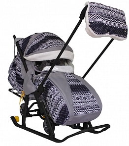 Санки-коляска Snow Galaxy Luxe Финляндия, черная на больших мягких колесах (Galaxy, 6753RT)