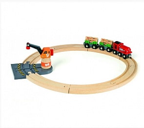 Железная дорога - с подъемным краном и товарным поездом (Brio, 33162)