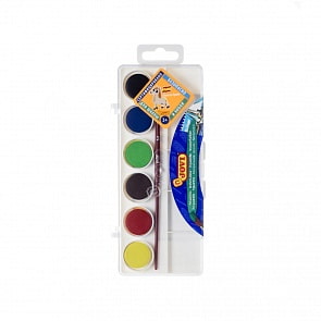 Акварель, диаметр 2,2 см, 6 цветов с кистью (Jovi, 800/6)