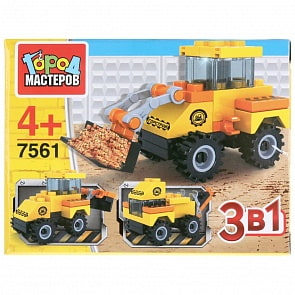 Конструктор из серии Стройка - Бульдозер 3 в 1, 27 деталей (Город мастеров, 7561-JM)