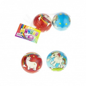 Мячики с PU с принтом - Единорог, диаметр 7,5 см, 2 штуки (1Тоу, Т17370)
