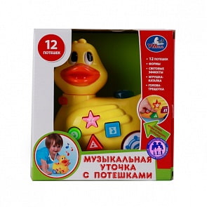 Каталка-уточка трещотка с потешками, свет и звук (Умка, B795360-Rsim)