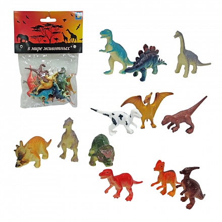 Игровой набор фигурок динозавров - В мире животных, 12 фигурок  